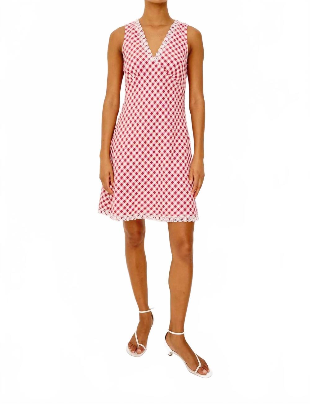 NEW RAILS bex linen mini dress in picnic check